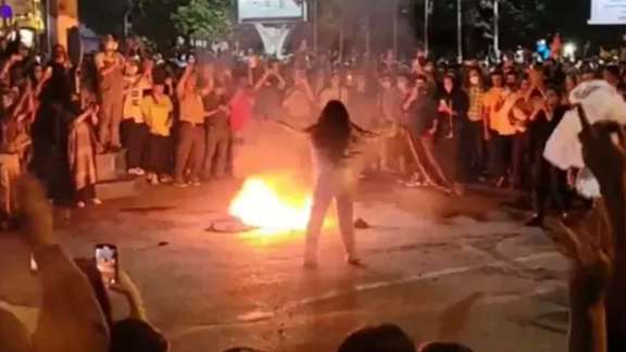 Protesters gathered in northern Iran as women burn their hated hijab headscarves, Spet. 20, 2022