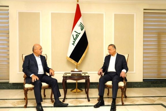 Iraqi PM Mustafa Al-Kadhimi meets with Iraq's President Barham Salih after a drone attack on PM's residence in Baghdad, Iraq, November 7, 2021