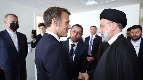 French President Emmanueal Macron and his Iranian counterpart Ebrahim Raisi meeting in NY, September 20, 2022