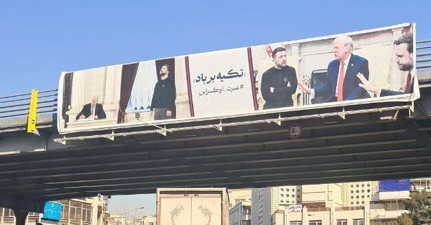 Tehran banners echo Khamenei’s stance on US after Trump-Zelensky blowout