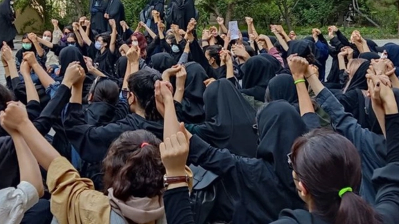 A protest by Iranian students at their university campus