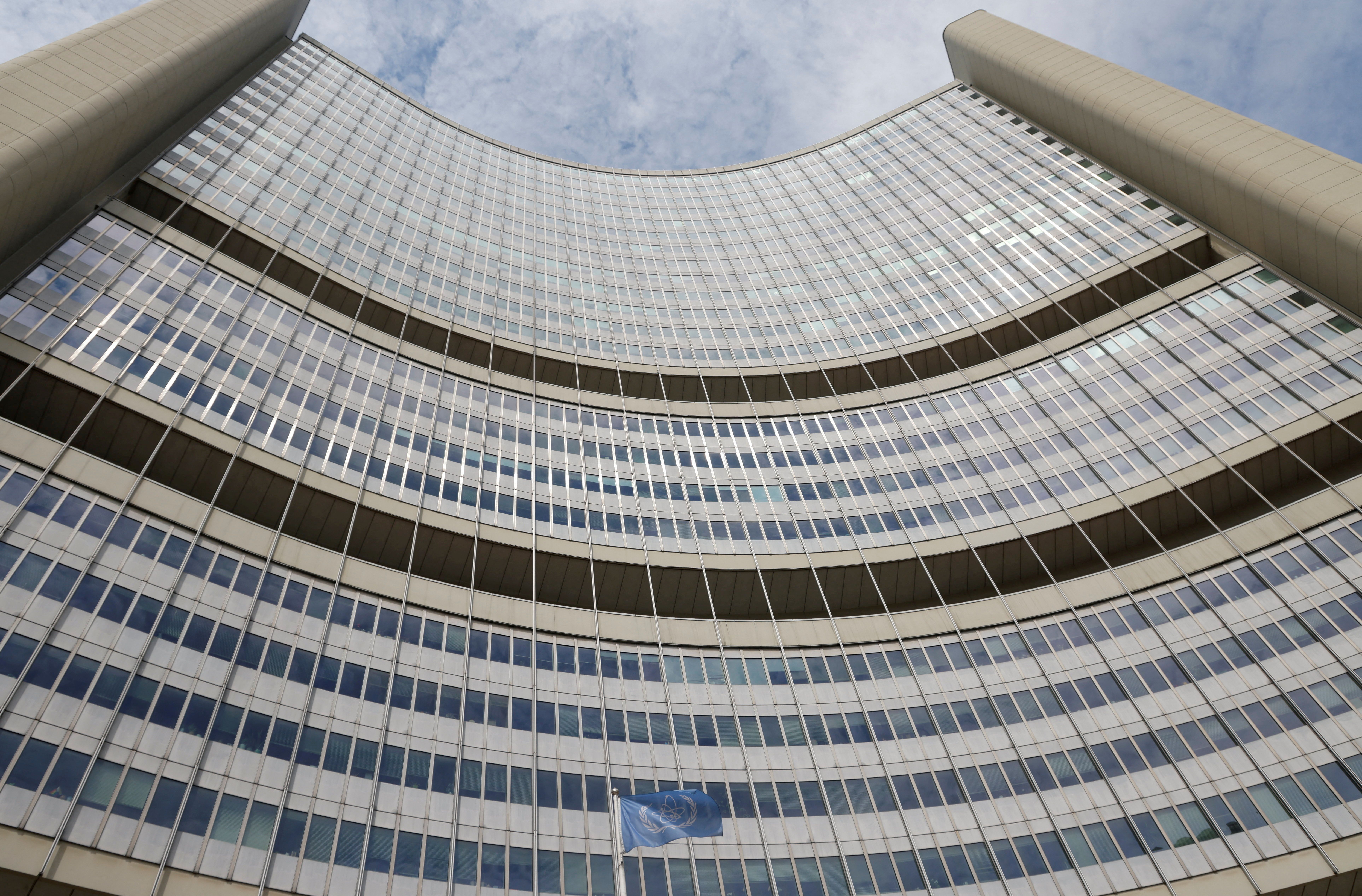  The flag of the International Atomic Energy Agency (IAEA) flutters in front of the agency's headquarters in Vienna, Austria, June 3, 2024. 
