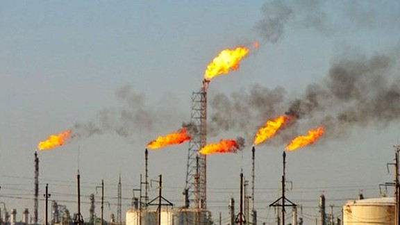 Iran flaring natural gas at a fossil fuel installation