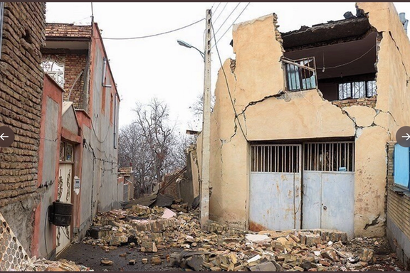 Debris of homes after the earthquake in the city of Khoy
