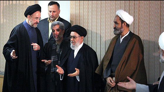 Iran's ex-president Mohammad Khatami (L) with a group of reformists.