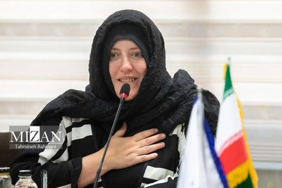 Charlotte Kates of Samidoun appearing in Iran.