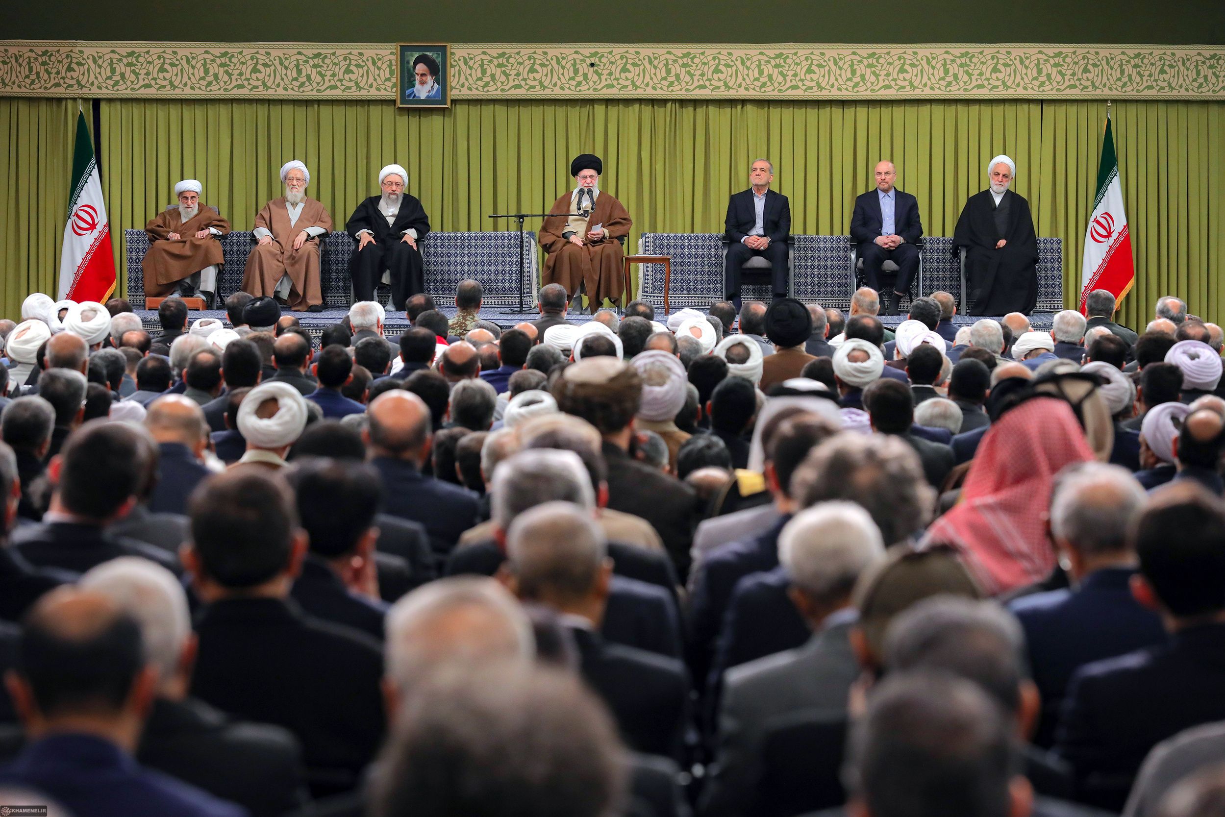 A scene from a meeting of Supreme Leader Ali Khamenei with Iran's senior officials and envoys from Muslim countries on January 28, 2025 