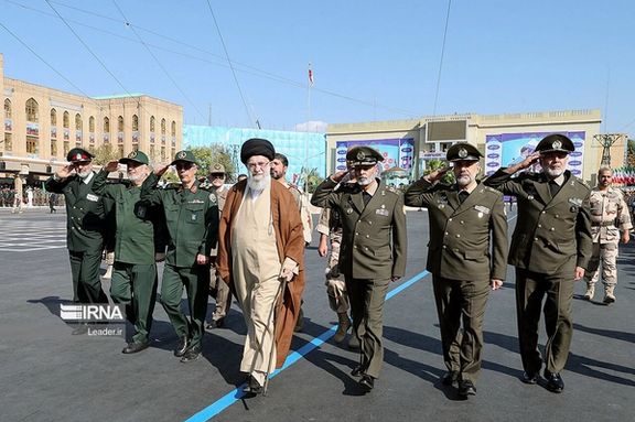 A photo of Ali Khamenei at a military ceremony published by state media on October 10, 2023