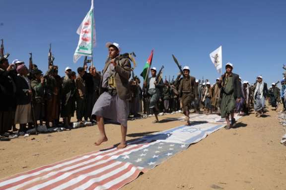 Houthi fighters seen on January 24, 2024