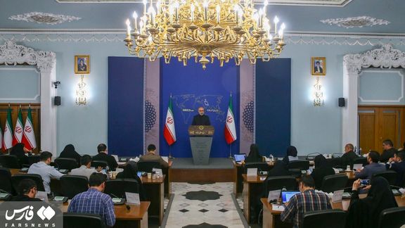 Iran's foreign ministry spokesperson Nasser Kanaani during a press briefing on July 31, 2023