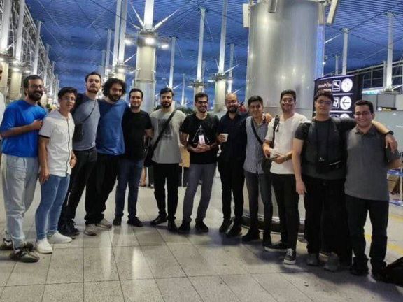 A group of students of Sharif University at the Tehran International Airport before leaving Iran (September 2023)