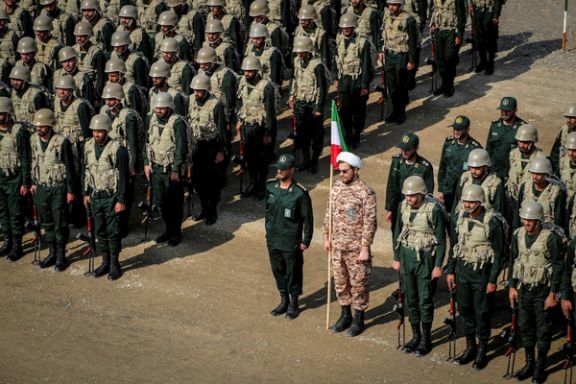 Members of the Islamic Revolutionary Guard Corps (IRGC) attend an IRGC ground forces military drill in the Aras area, East Azerbaijan province, Iran, October 17, 2022