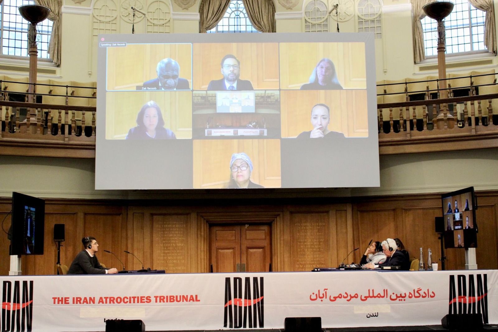 The Iran Atrocities Tribunal in session in London. February 6, 2022