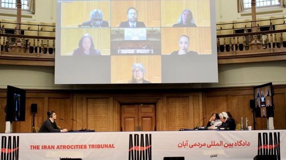 The Iran Atrocities Tribunal in session in London. February 6, 2022
