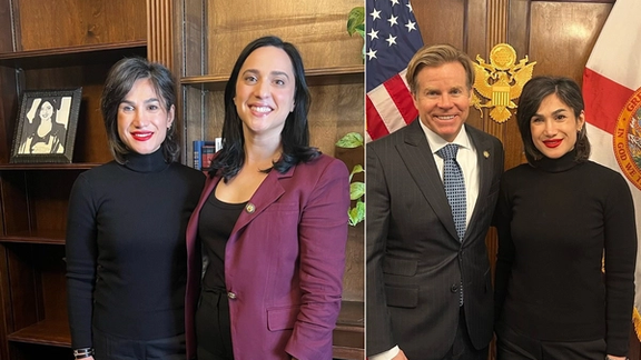 مرسده شاهینکار، معترض آسیبدیده از ناحیه چشم، با دو عضو کنگره آمریکا دیدار کرد