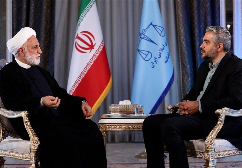 Iran’s judiciary chief Gholamhossein Mohseni Ejei during an interview with state TV (July 2025)