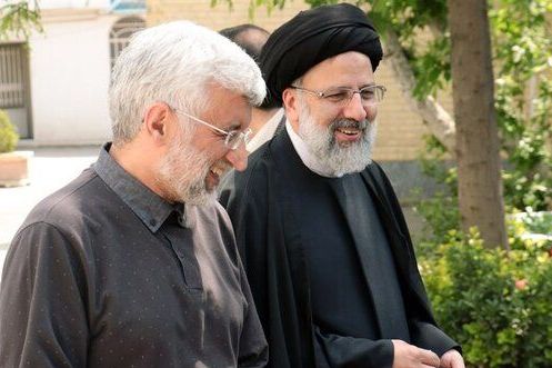 Iran's former nuclear negotiator Saeed Jalili (left) and President Ebrahim Raisi
