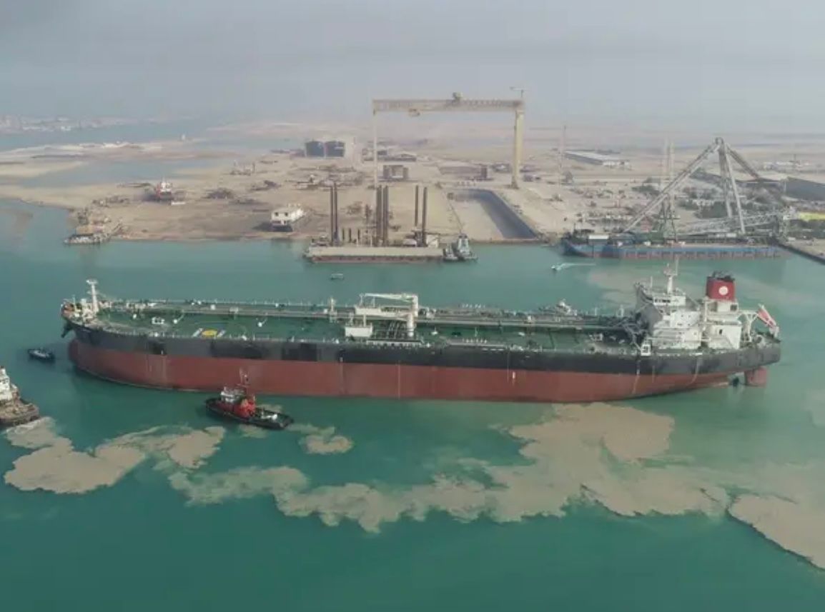 An Aframax-sized oil tanker sold to Venezuela is seen in Bushehr coast, Iran June 8, 2022.