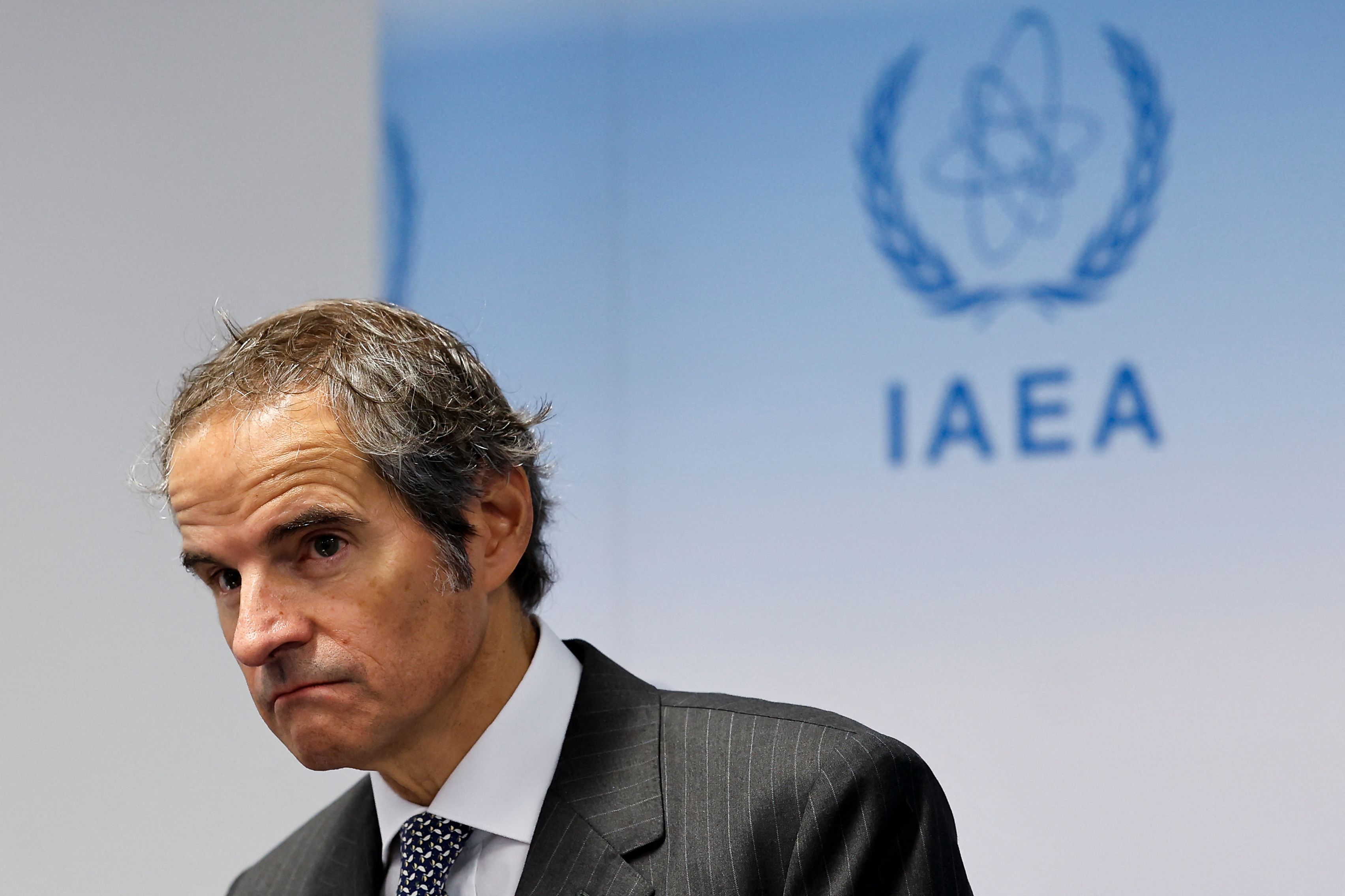 Director General of the International Atomic Energy Agency (IAEA) Rafael Grossi holds a press conference on the opening day of a quarterly meeting of the agency's 35-nation Board of Governors in Vienna, Austria, November 22, 2023. 