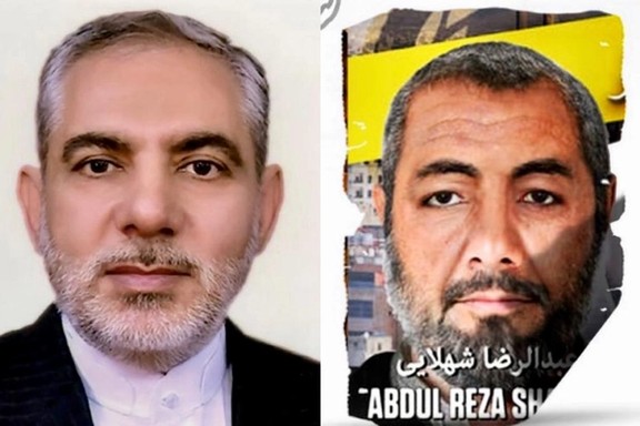 Hassan Irloo (L) and an image of Shahlaei issued by the United States.