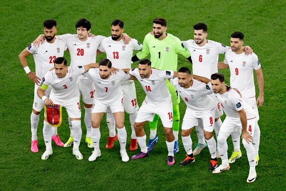 Iran players pose for a team group photo before their last match at the AFC Asian Cup in Doha, Qatar, February 7, 2024.