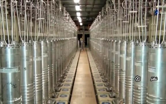 Centrifuges line a hall at the Uranium Enrichment Facility in Natanz, Iran, in a still image from a video aired by the Islamic Republic Iran Broadcasting company on April 17, 2021, six days after the hall had been damaged in a mysterious attack.