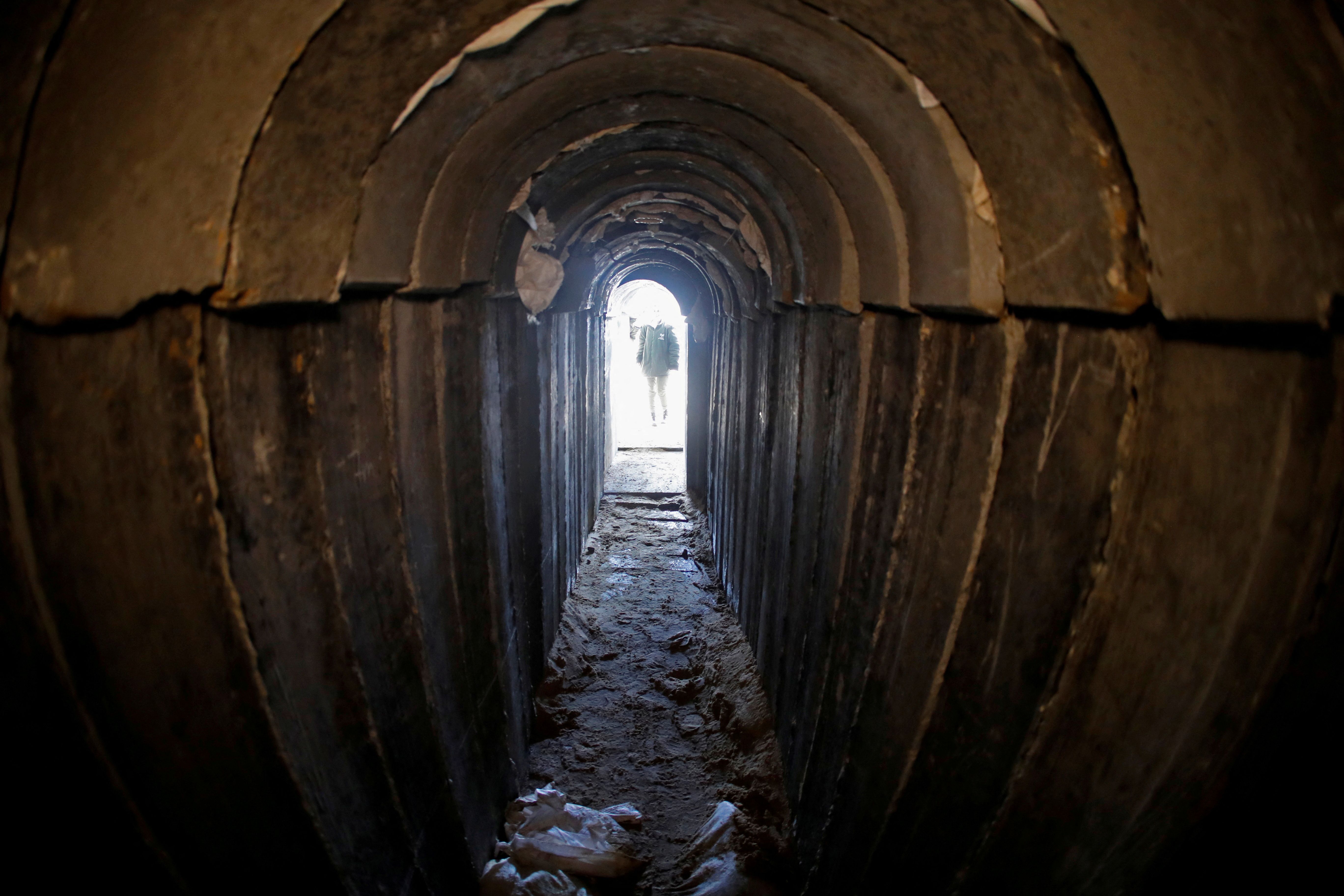  A general view shows the interiors of what the Israeli military say is a cross-border attack tunnel dug from Gaza to Israel, on the Israeli side of the Gaza Strip border near Kissufim January 18, 2018. 