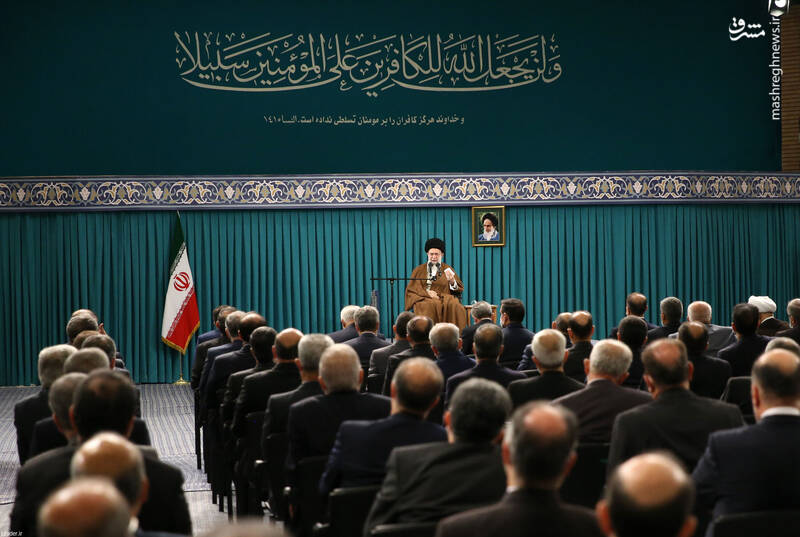 Iranian ambassadors meet with Supreme Leader Ali Khamenei on May 20, 2023.