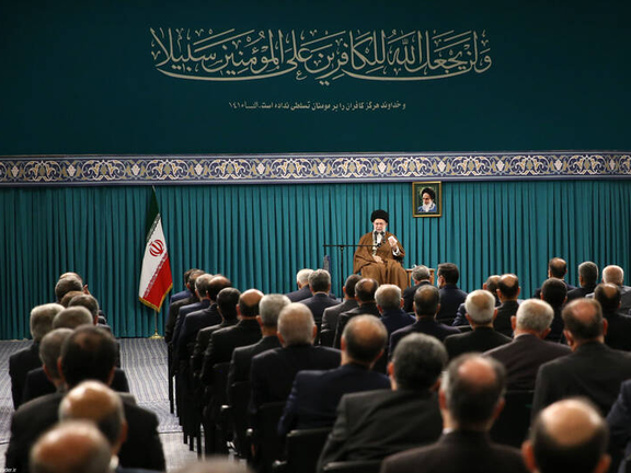 Iranian ambassadors meet with Supreme Leader Ali Khamenei on May 20, 2023.