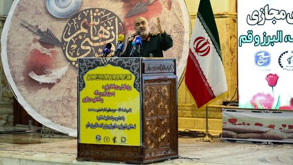 Chief commander of Iran’s Revolutionary Guard Hossein Salami speaking on August 2, 2022