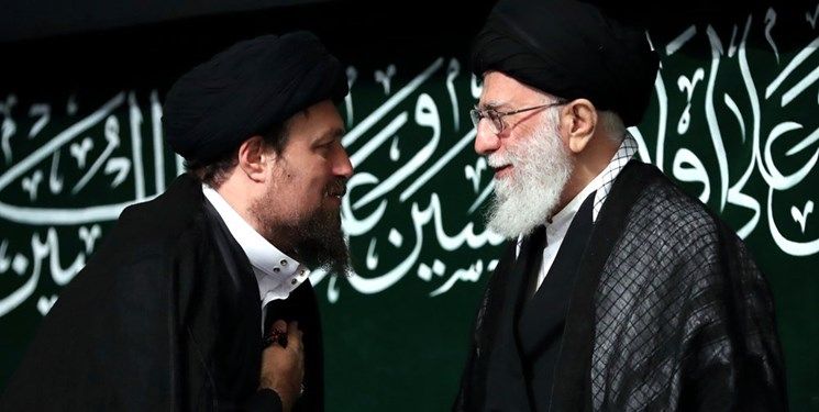 Hassan Khomeini, the grandson of the Islamic Republic's founder (left) and Supreme Leader Ali Khamenei  (undated)