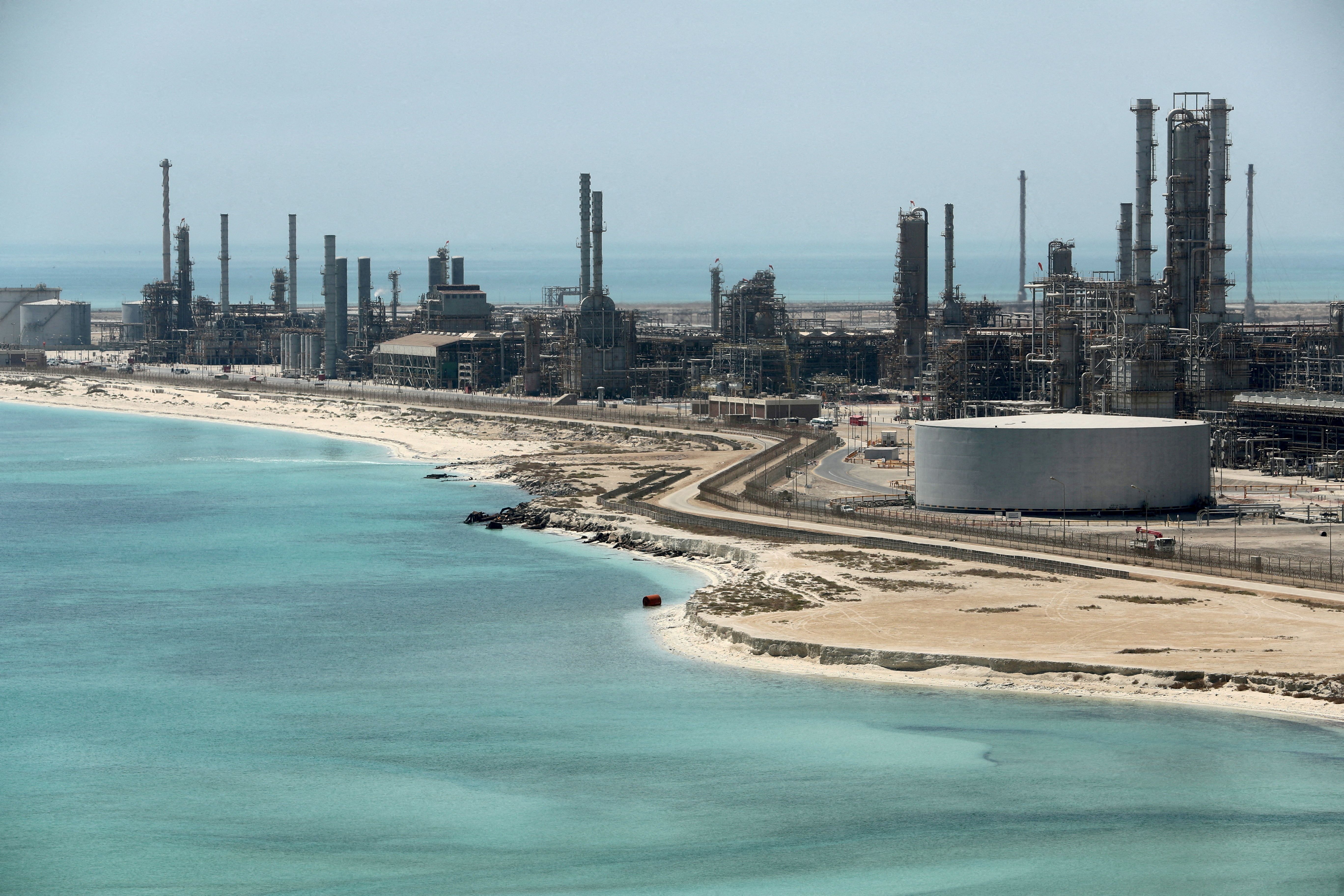  General view of Saudi Aramco's Ras Tanura oil refinery and oil terminal in Saudi Arabia.