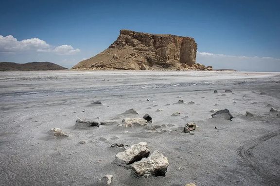 A photo of dried-up Lake Urmia