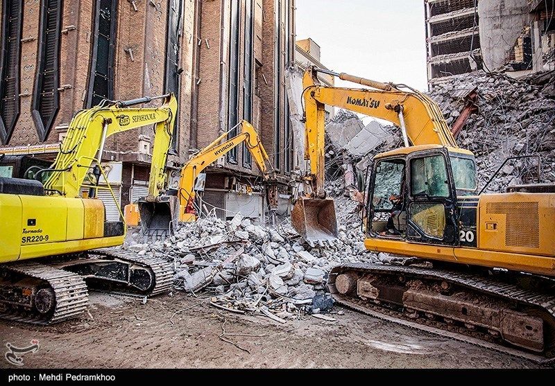 Cleaning operations continue in Abadan at the site of collapsed building. May 28, 2022