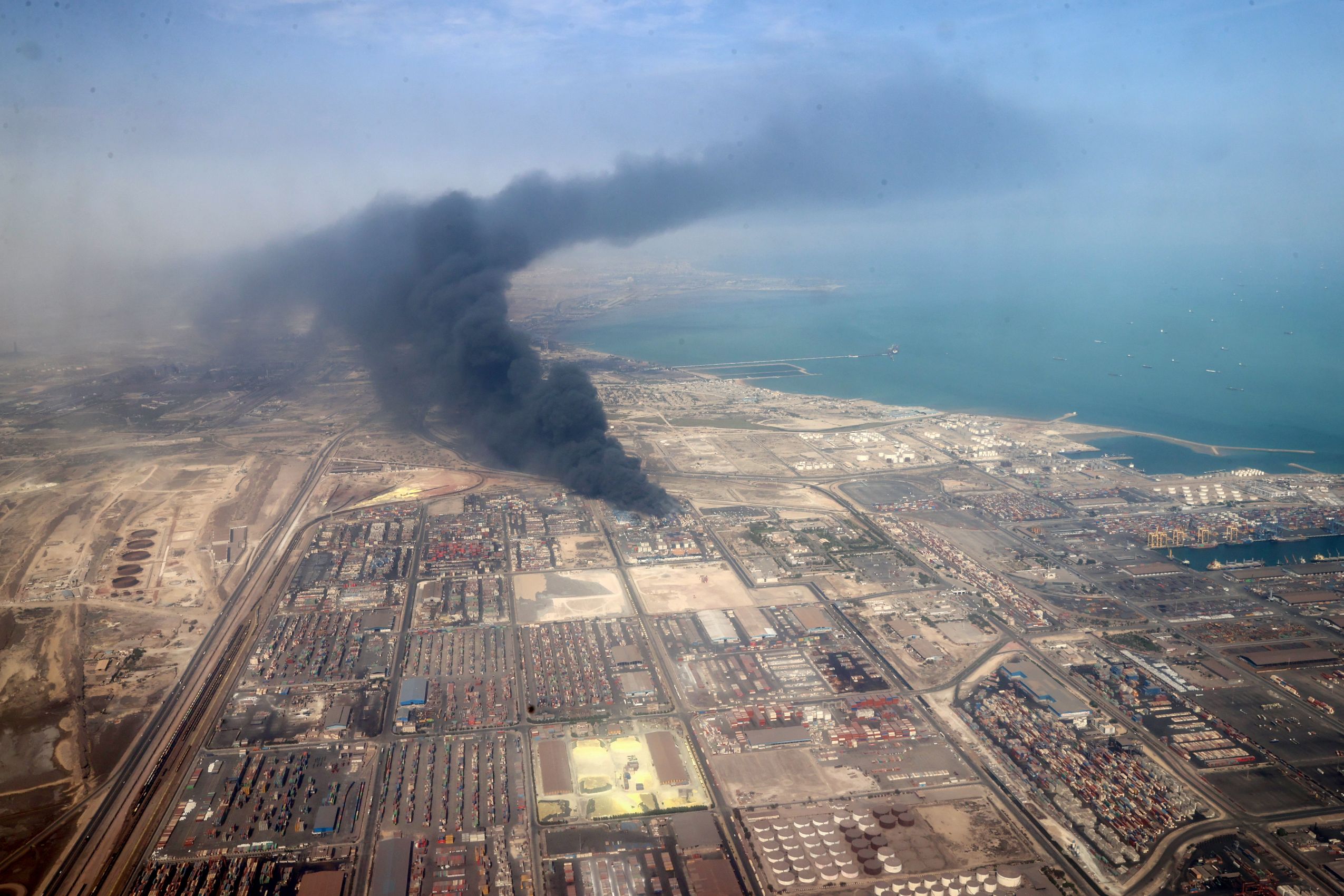 Smoke rises following an explosion at the Shahid Rajaee port in Bandar Abbas, Iran, April 26, 2025.
