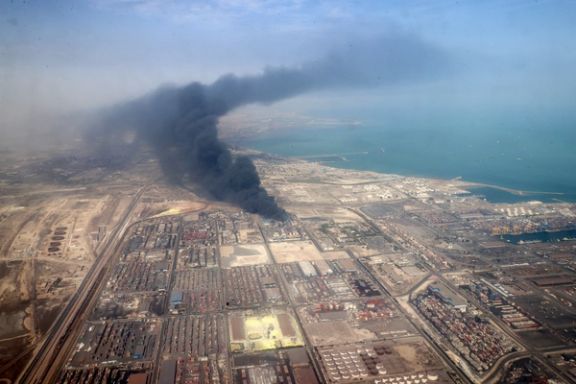 Smoke rises following an explosion at the Shahid Rajaee port in Bandar Abbas, Iran, April 26, 2025.