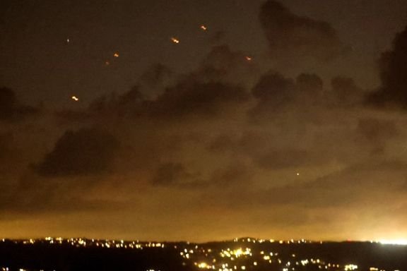Projectiles fly in the sky after Iran fired a salvo of ballistic missiles at Israel, as seen from southern Lebanon, October 1, 2024