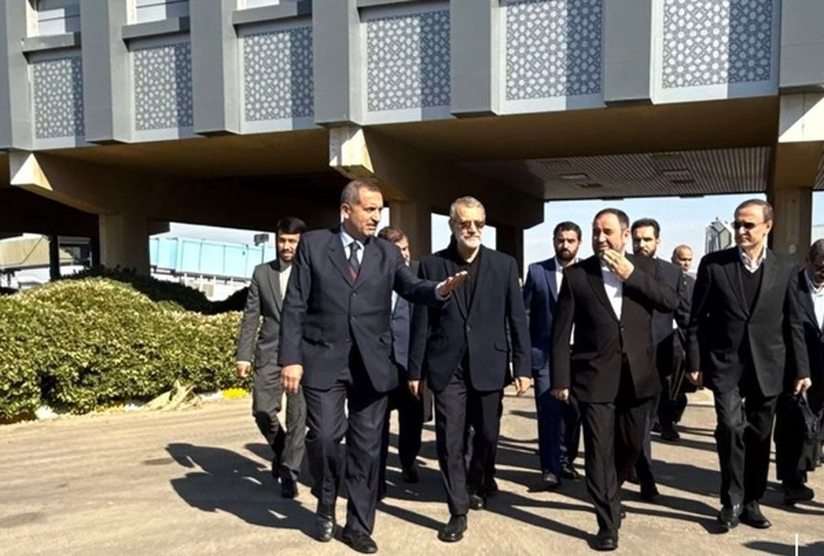 Iran's Supreme Leader's Special Envoy, Ali Larijani (2nd from left), arrives in the Syrian capital, Damascus, on November 14, 2024.