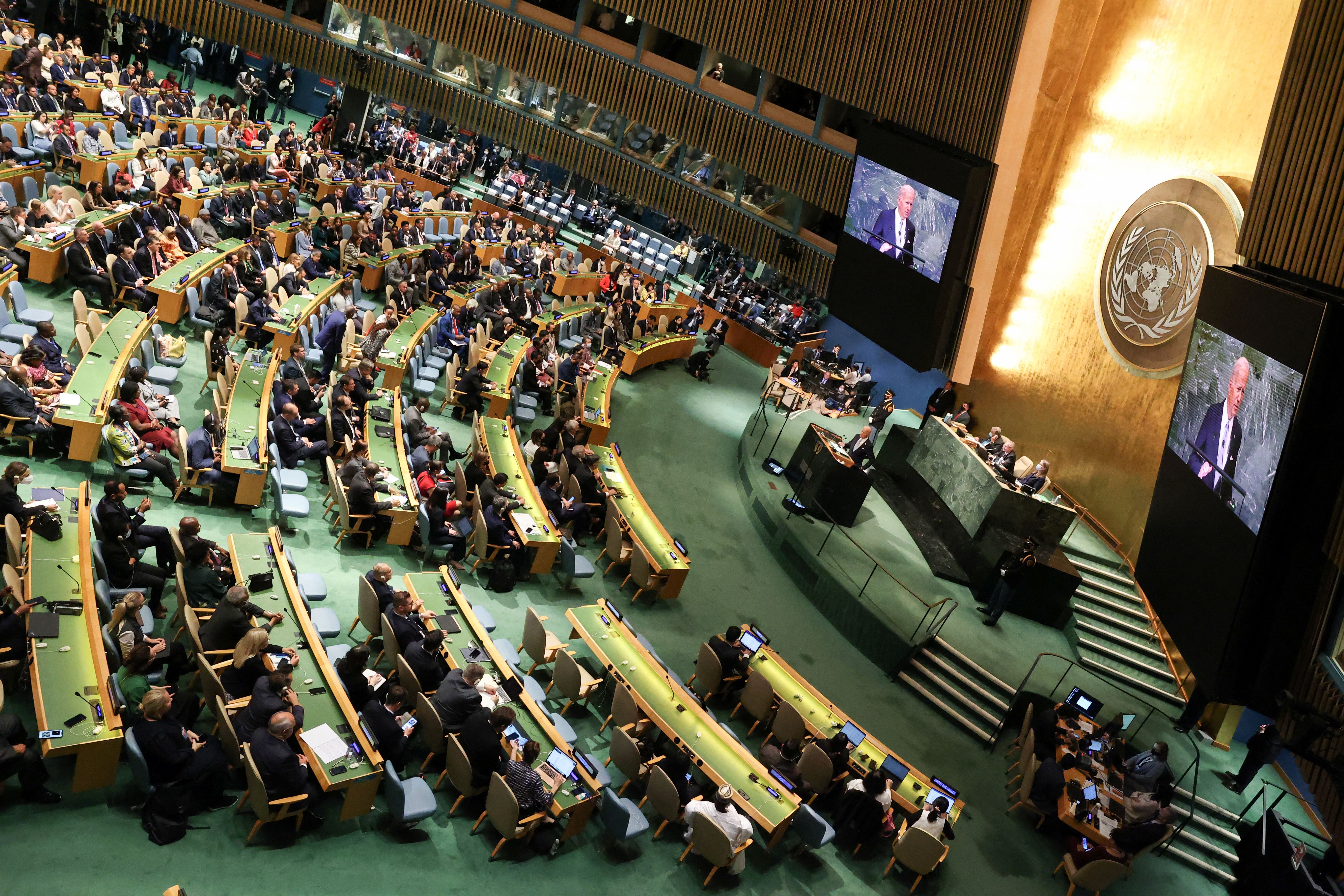 President Joe Biden addressing the UN General Assembly, September 21, 2022