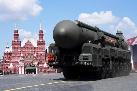 A Russian Yars intercontinental ballistic missile system drives during the Victory Day Parade in Red Square in Moscow, Russia, June 24, 2020.