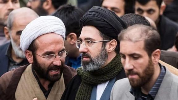 Mojtaba Khamenei (center) attends a religious gathering in Tehran.