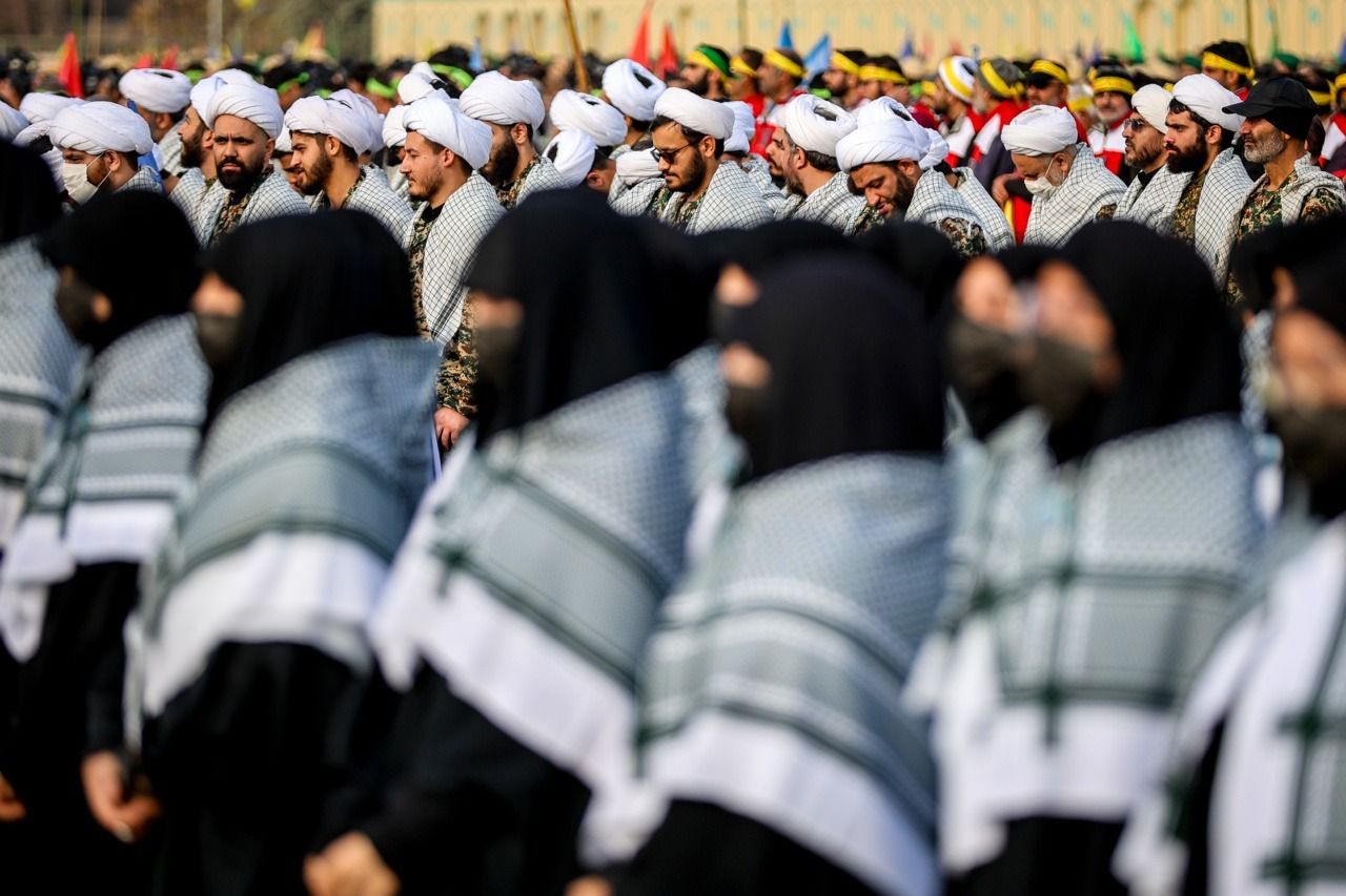 Participants take part in Basij drills in Tehran on November 27, 2025.