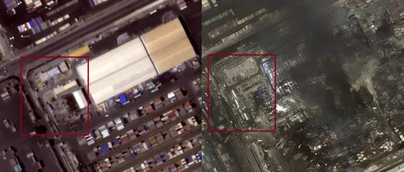 Destruction of buildings adjacent to Sina Marine and Port Services Development Company