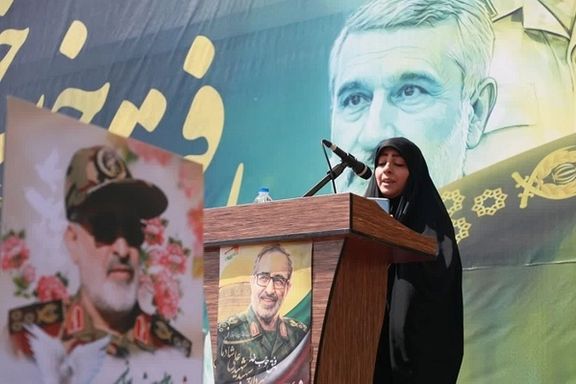 Mahdieh Shadmni during burial of father Ali Shadmani in Hamedan, Iran on June 30 2025