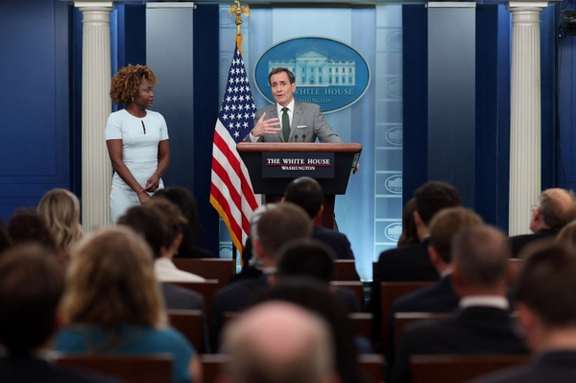 White House National Security Council Strategic Communications Coordinator John Kirby speaks during a press briefing at the White House in Washington, November 8, 2023.