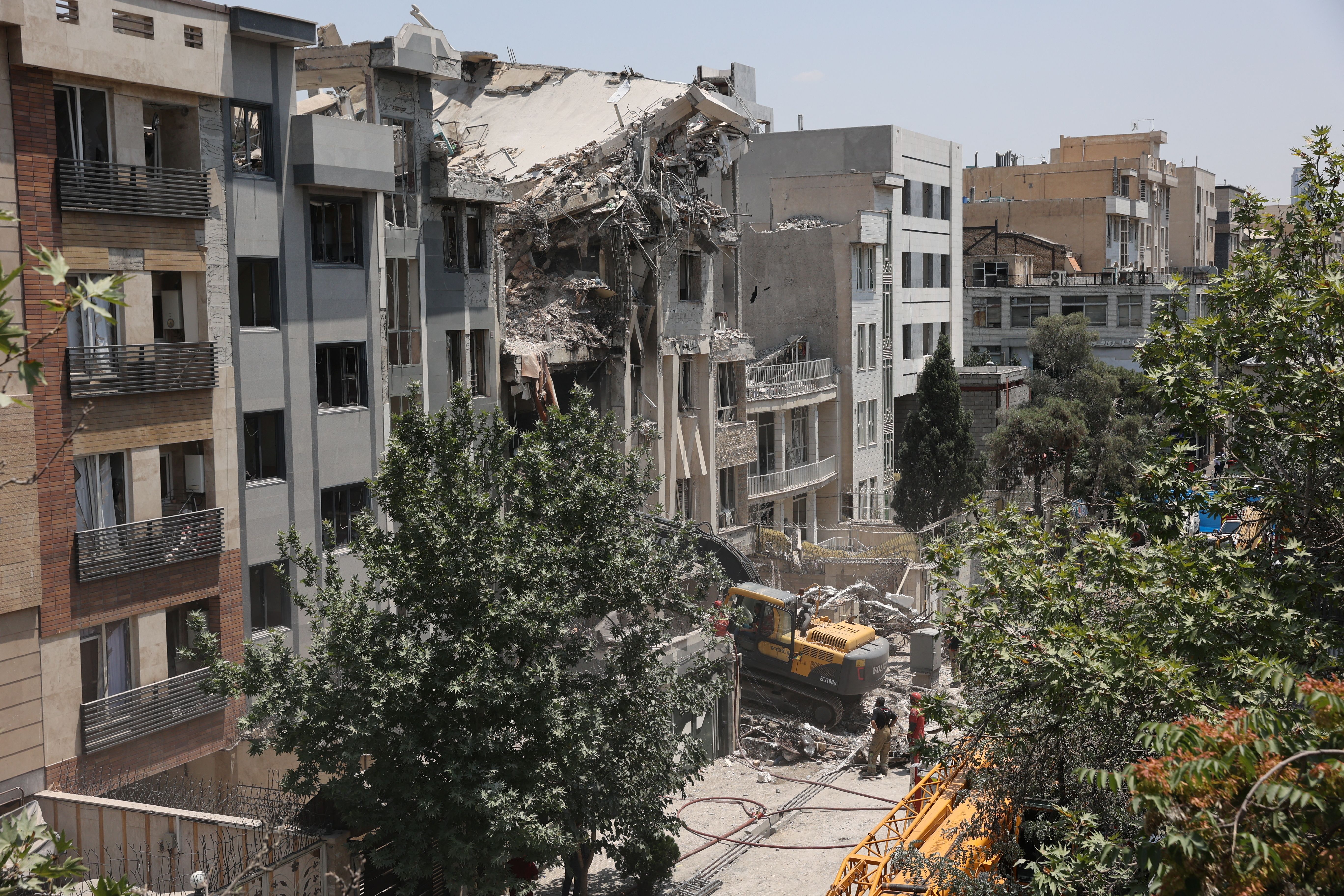 A building stands damaged in the aftermath of Israeli strikes, in Tehran, Iran, June 14, 2025. 