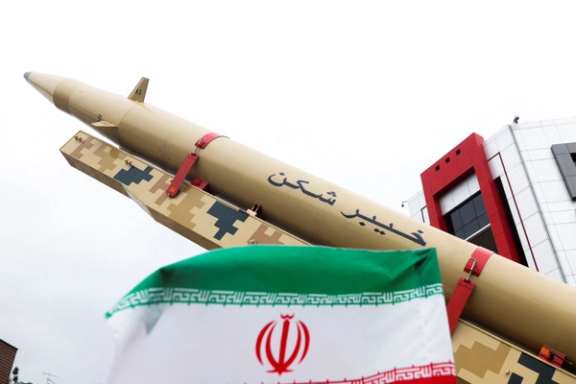 The Iranian Kheybar missile on display in Tehran in 2021
