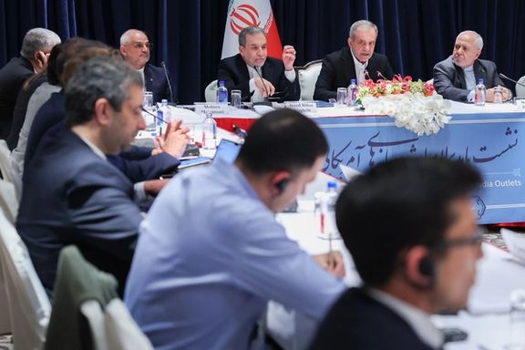 Iranian Foreign Minister Abbas Araghchi speaking during a meeting with American media representatives in New York, September 23, 2024