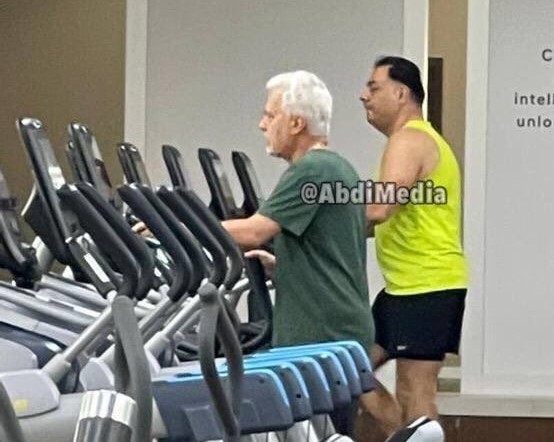 Former Tehran police chief Morteza Talaei exercising in gym in Canada.