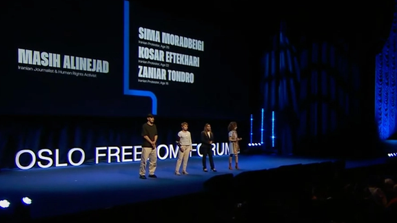 Masih Alinejad, Kosar Eftekhrai, Sima Moradbeigi and Zaniar Tondro at Oslo Freedom Forum, 3 June 2024.